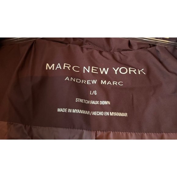 Mark New York Purple Women's Quilted Jacket With Hoodie Stretch Faux Down Size L - Picture 5 of 10